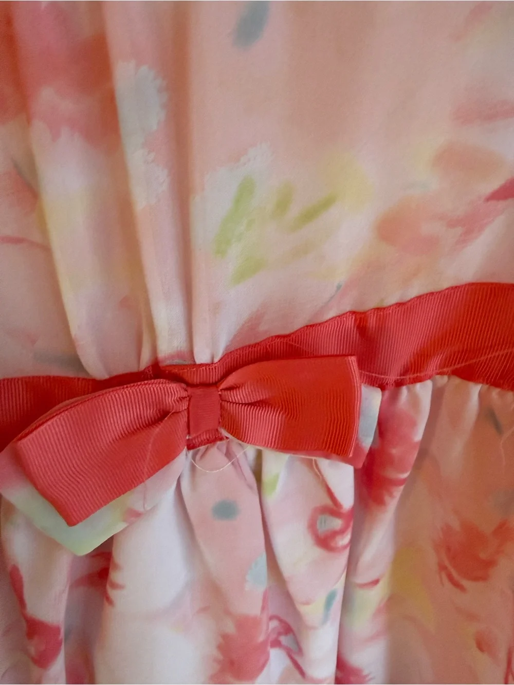 Pink Floral Bow-Accent Girls' Dress